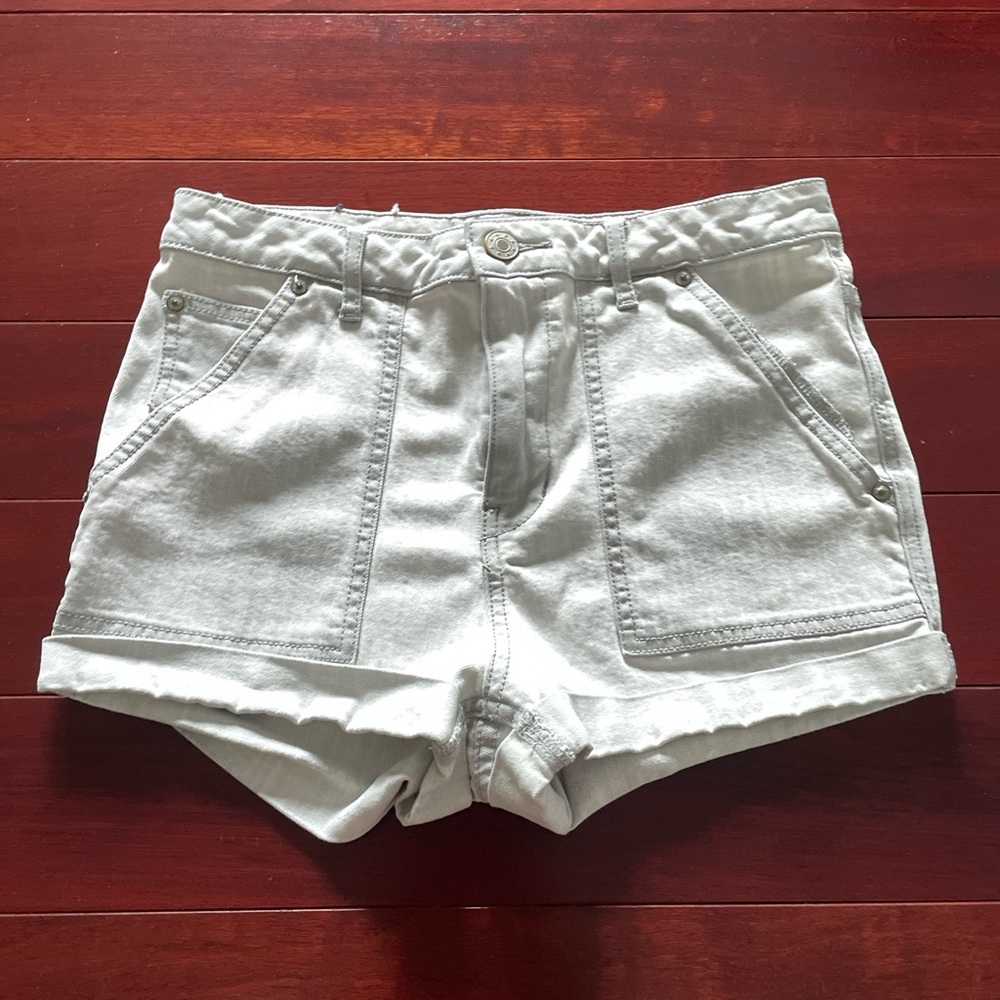 free people white/grey jean shorts